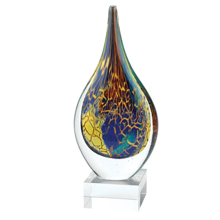 11 MultiColor Art Glass Teardrop on Crystal Base - Art Glass