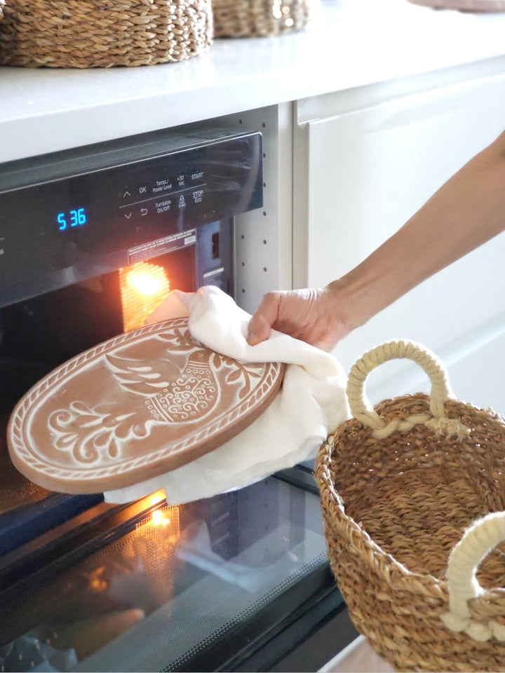 Bread Warmer & Basket Gift Set with Tea Towel - Bird Oval - EcofiedHome