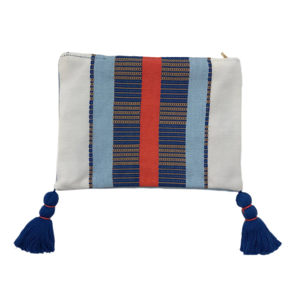 White Striped Backstrap Clutch - 100% Cotton with natural dyes - EcofiedHome