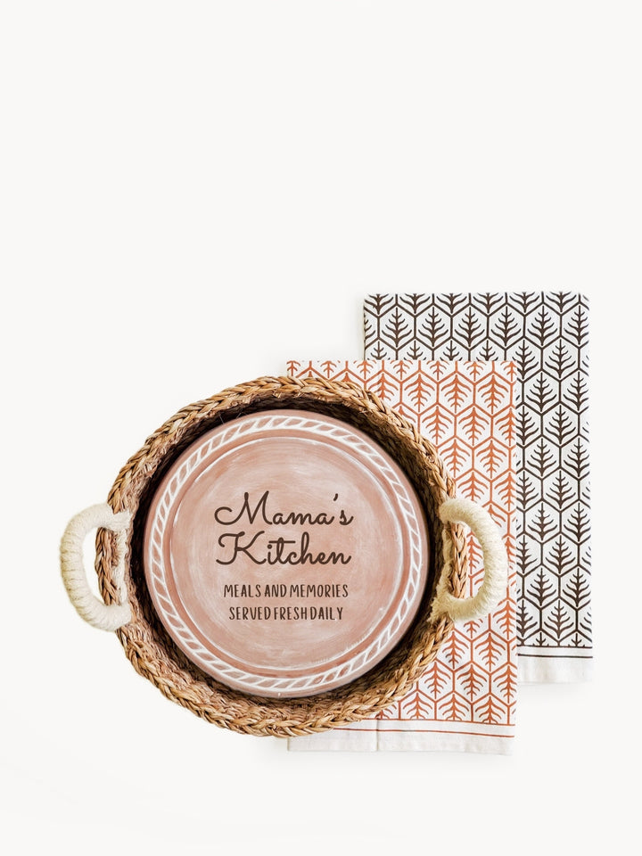 Bread Warmer & Basket Gift Set with Tea Towel - Mom Round-5
