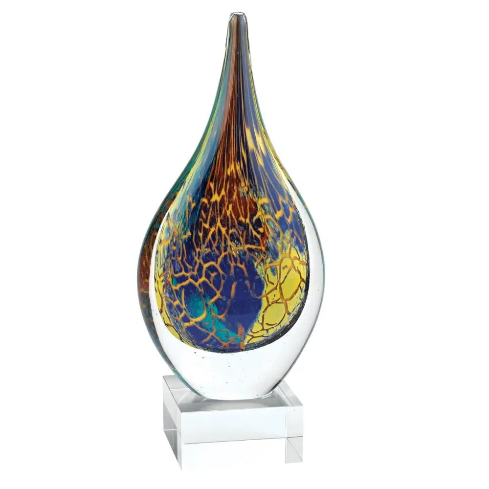 11 MultiColor Art Glass Teardrop on Crystal Base - Art Glass