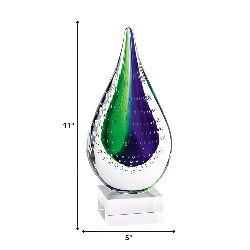 12 Mouth Blown Teardrop Centerpiece on Crystal Base - EcofiedHome