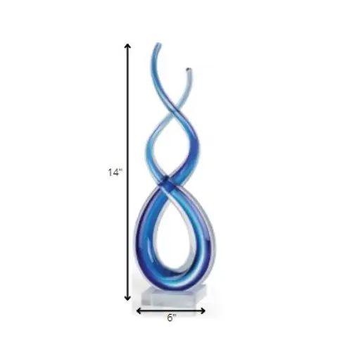 14 Contemporary Blue Art Glass Centerpiece - EcofiedHome
