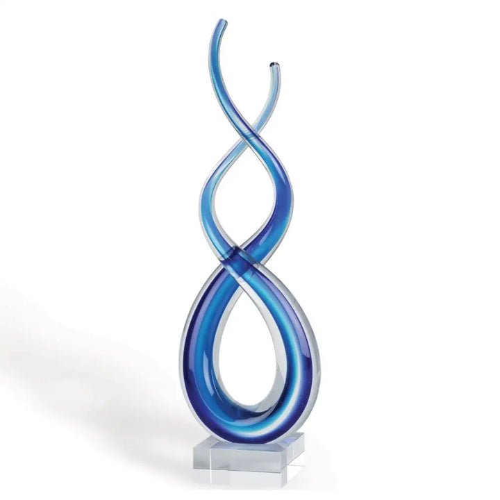 14 Contemporary Blue Art Glass Centerpiece - EcofiedHome