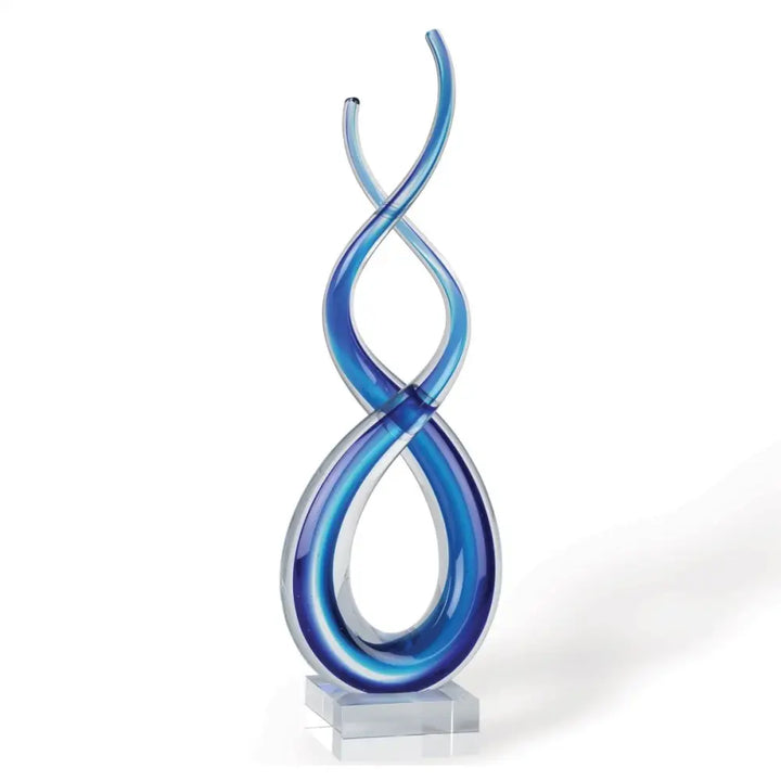 14 Contemporary Blue Art Glass Centerpiece - EcofiedHome