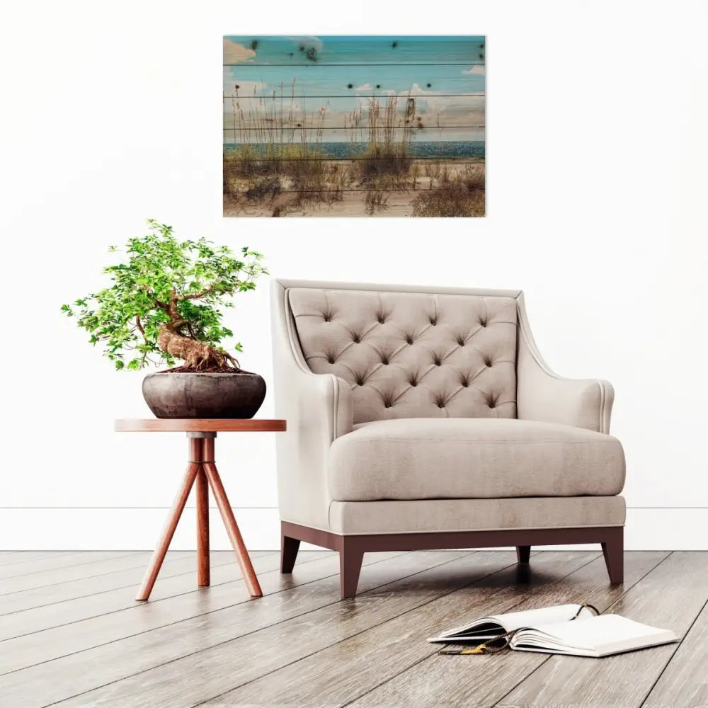 26" Ocean Sand Dunes Wood Plank Wall Art - EcofiedHome