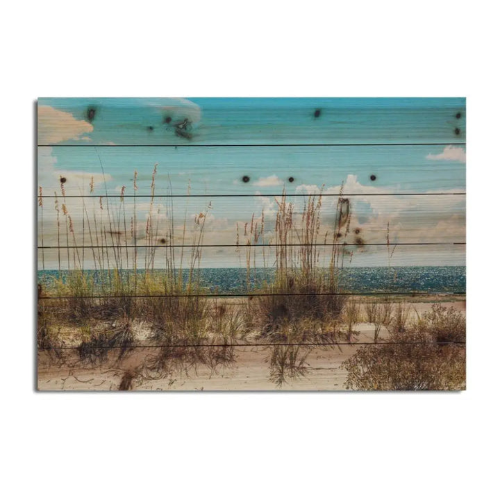 26" Ocean Sand Dunes Wood Plank Wall Art - EcofiedHome