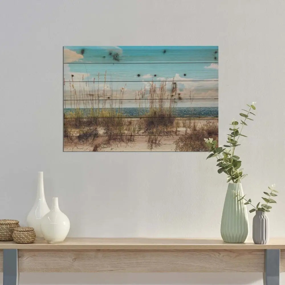 26" Ocean Sand Dunes Wood Plank Wall Art - EcofiedHome