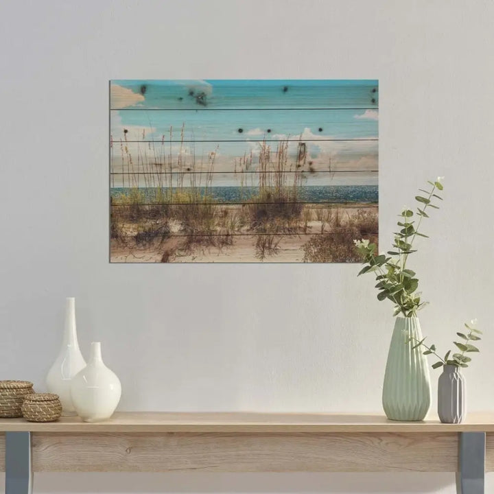 26" Ocean Sand Dunes Wood Plank Wall Art - EcofiedHome