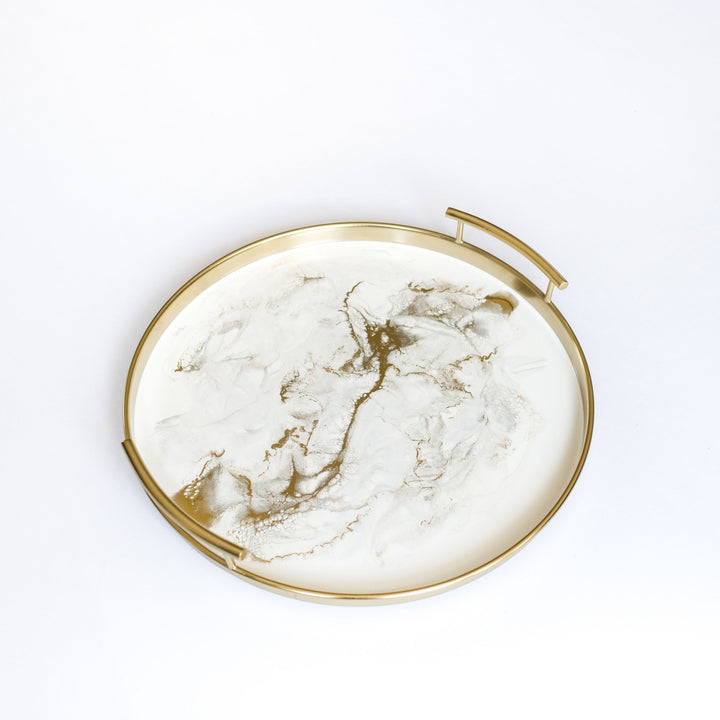 Back in stock! Resin Gold Round Tray-3