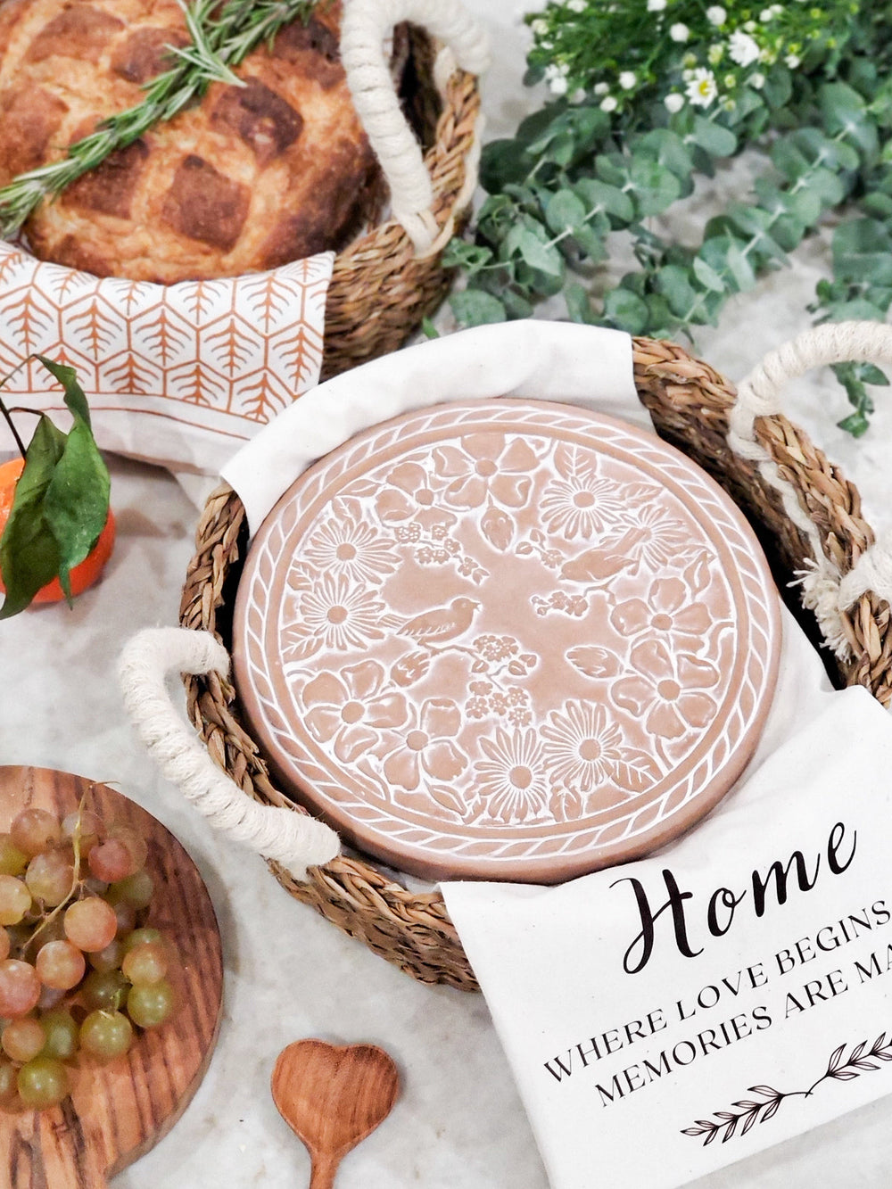 Bread Warmer & Basket - Garden Round-1