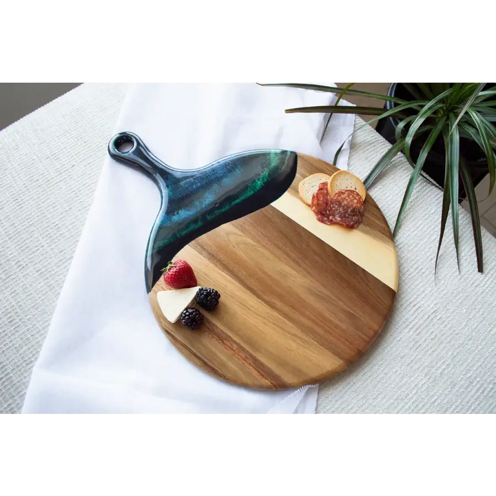 Acacia Wood and Eco-Resin Serving Tray for Cheese Boards and Gifts - Northern Lights - Serving Tray