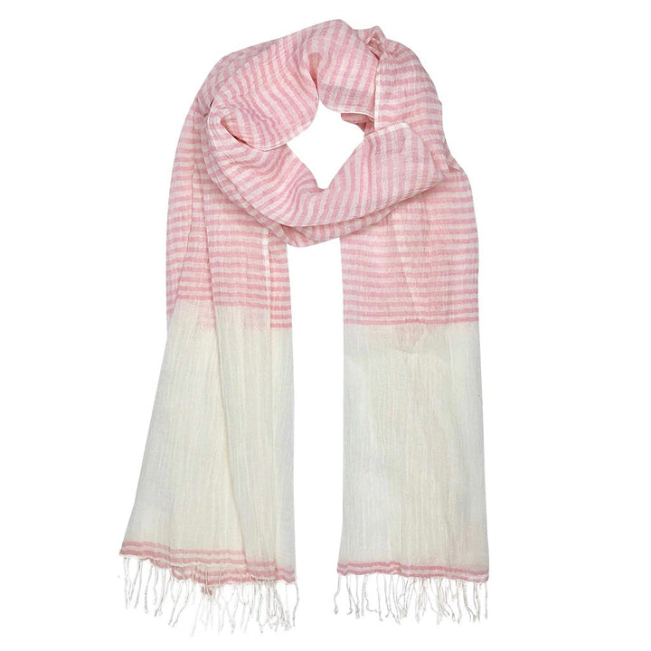 Airy Cotton Stripe Scarf-3