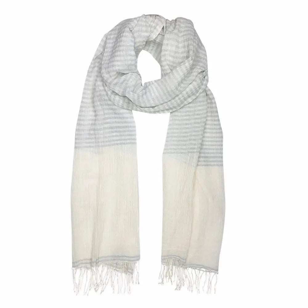 Airy Cotton Stripe Scarf-2