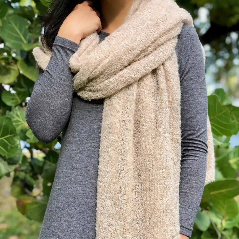 Almond Ultra Plush Alpaca Scarf-1