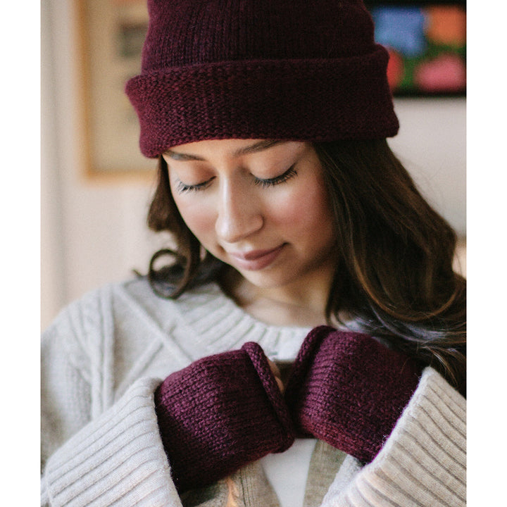Wine Essential Knit Alpaca Beanie