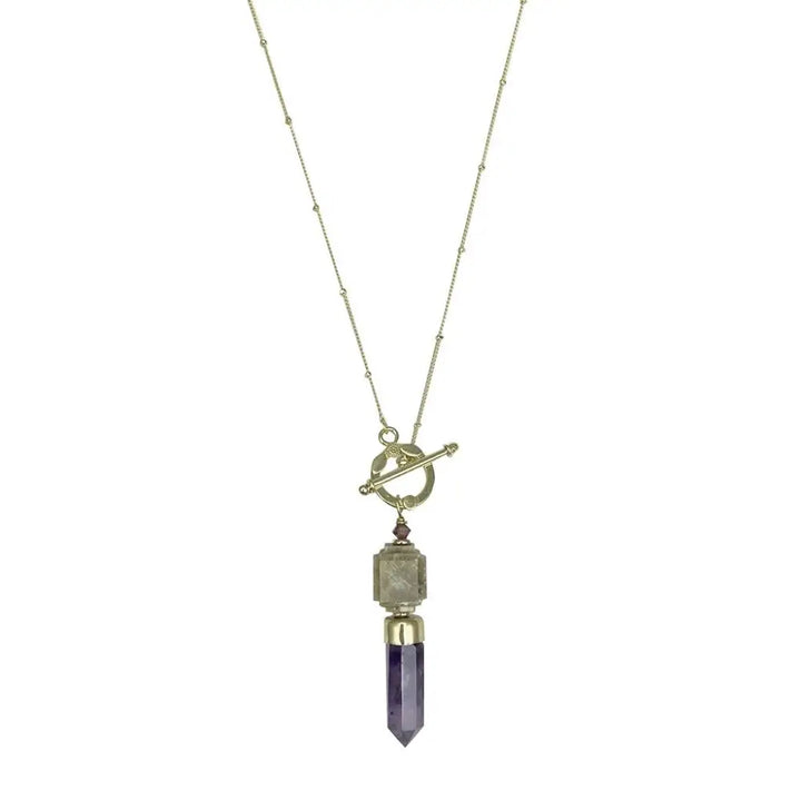 Amethyst Lariat Necklace - 18 inch long - EcofiedHome