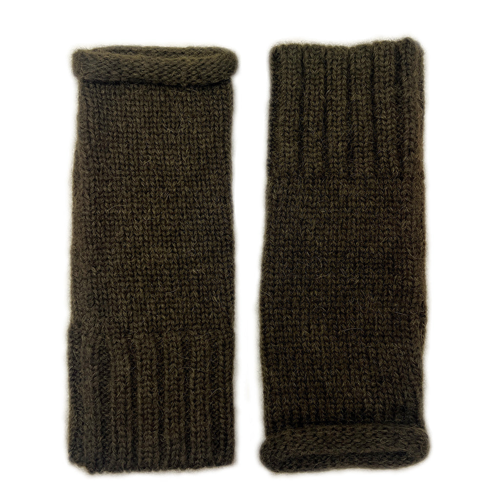 Army Green Essential Knit Alpaca Gloves-0