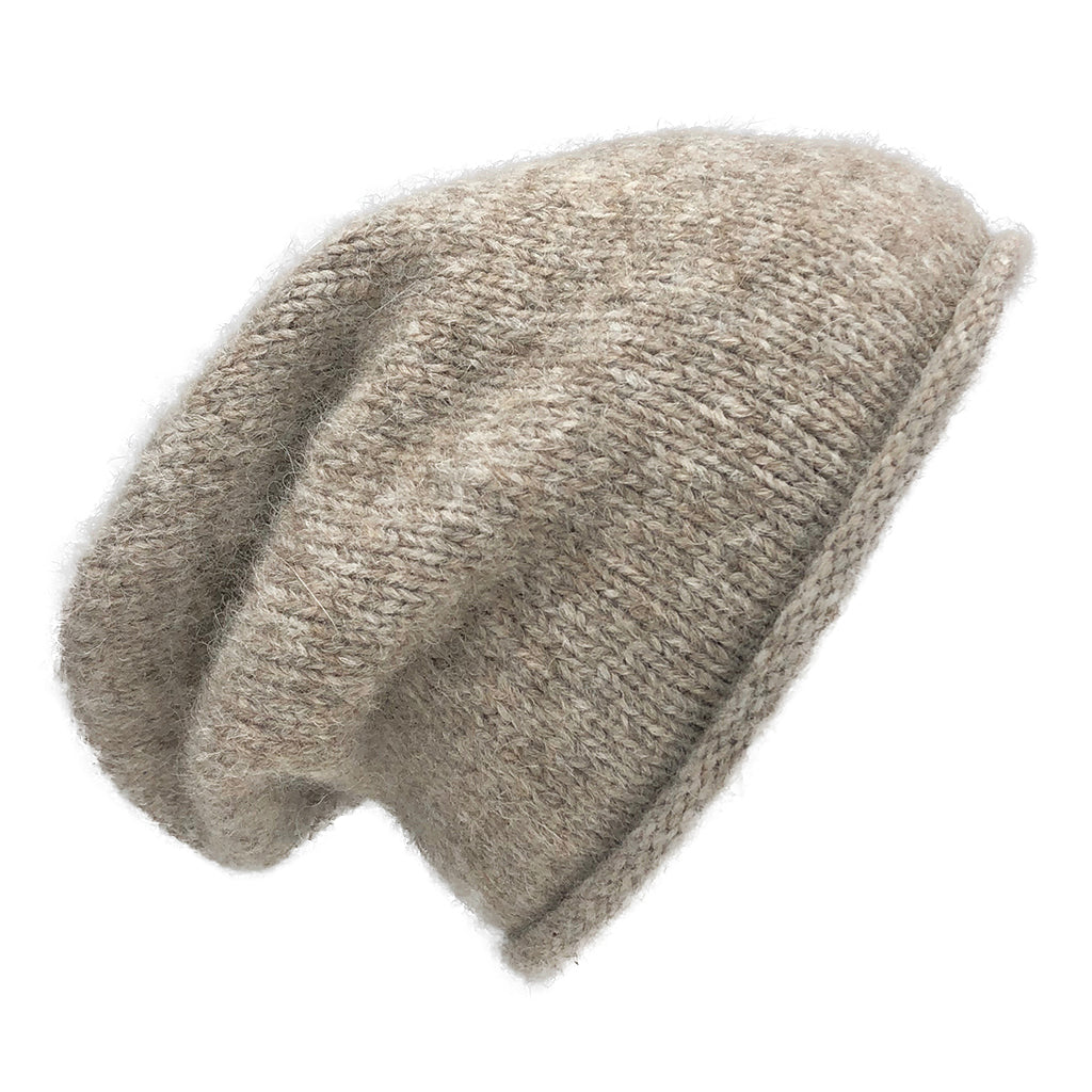 Beige Essential Knit Alpaca Beanie-0