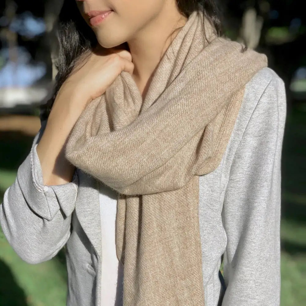 Beige Handloom Cashmere Scarf-3