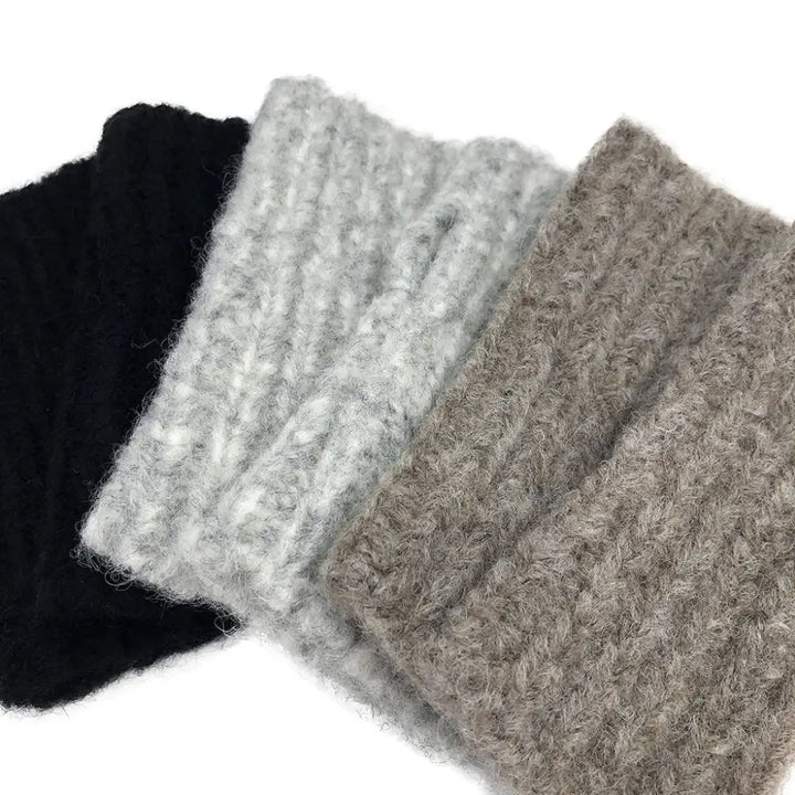 Black Ribbed Alpaca Gloves - EcofiedHome