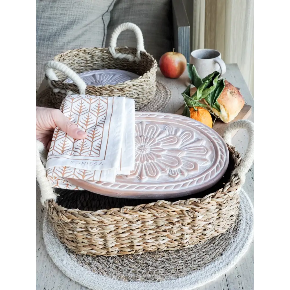 Bread Warmer & Basket Gift Set with Tea Towel - Flower - EcofiedHome