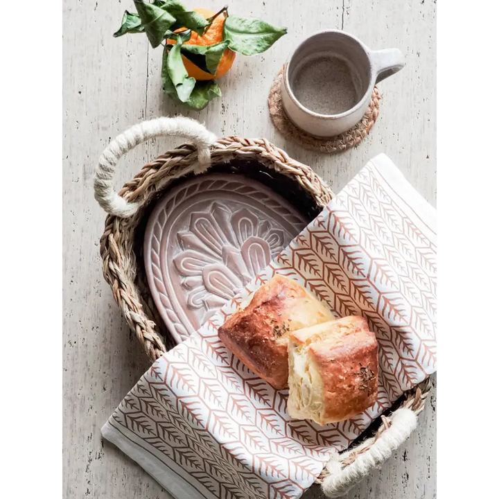 Bread Warmer & Basket Gift Set with Tea Towel - Flower - EcofiedHome