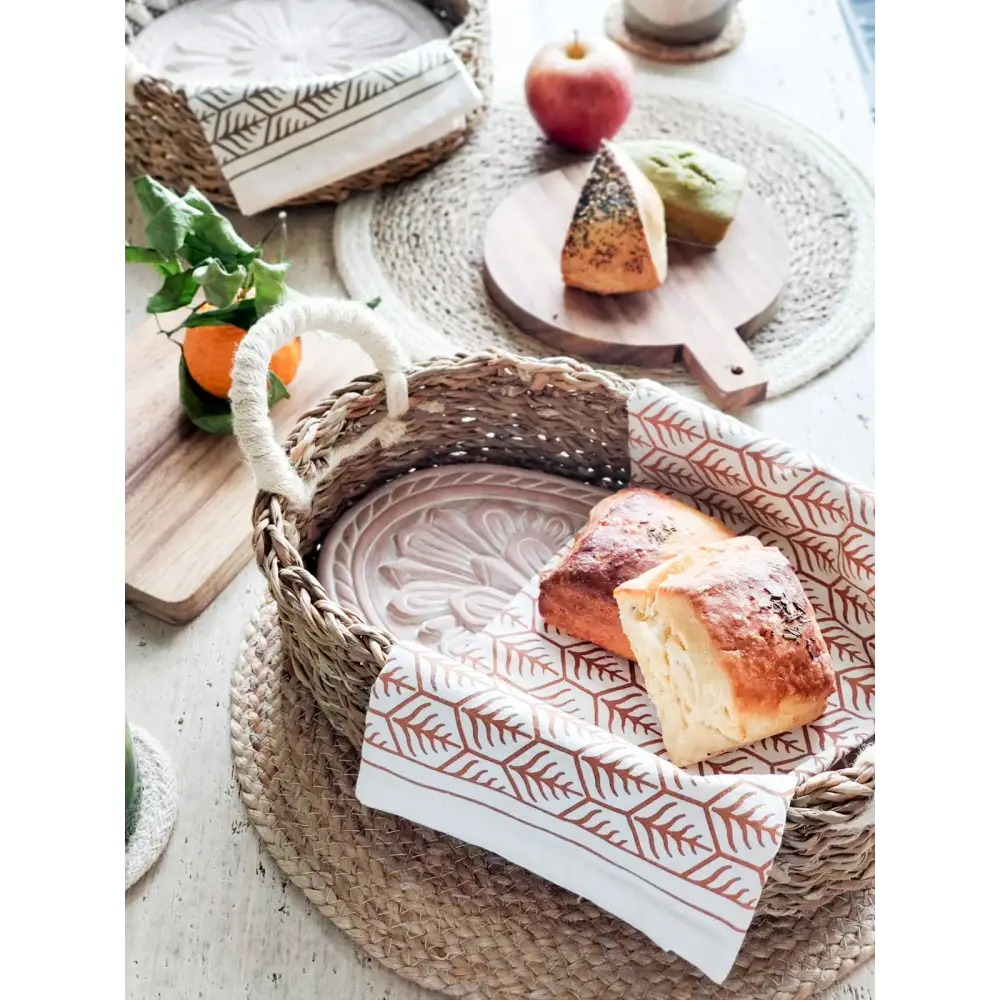 Bread Warmer & Basket Gift Set with Tea Towel - Flower - EcofiedHome