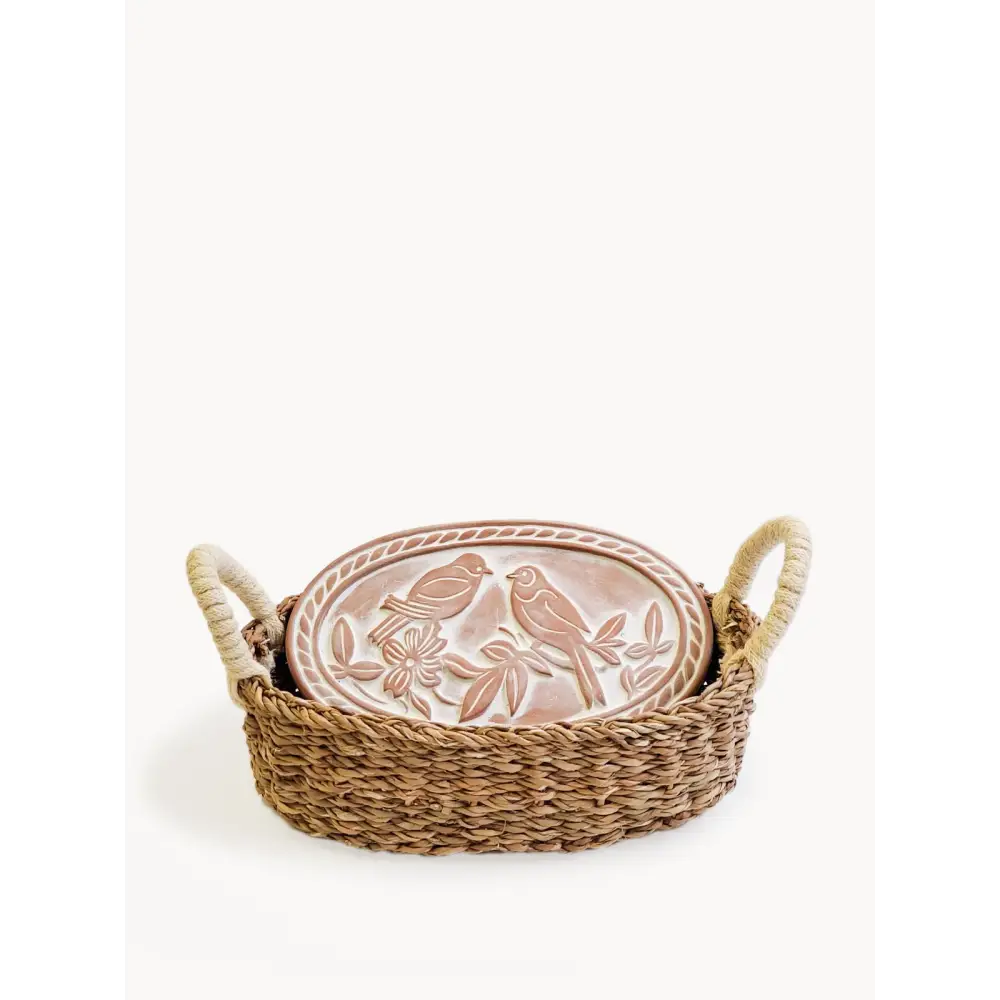 Bread Warmer & Basket - Lovebirds Oval - EcofiedHome