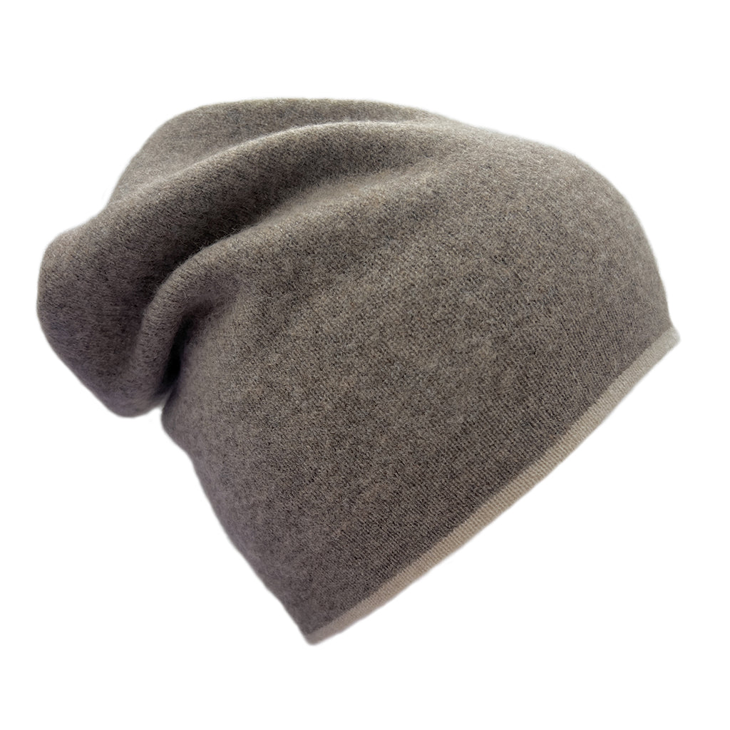 Coffee + Cream Reversible Cashmere Beanie-0