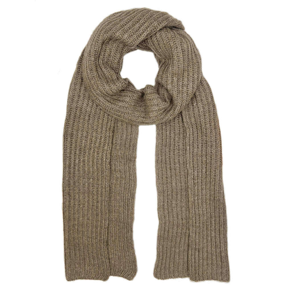 Ribbed 100% Himalayan cashmere scarf in mocha brown
