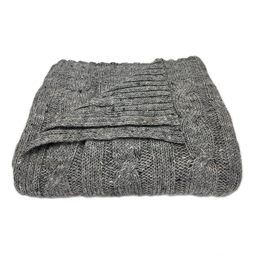 Smoke Gray Cable Knit Alpaca Throw-0