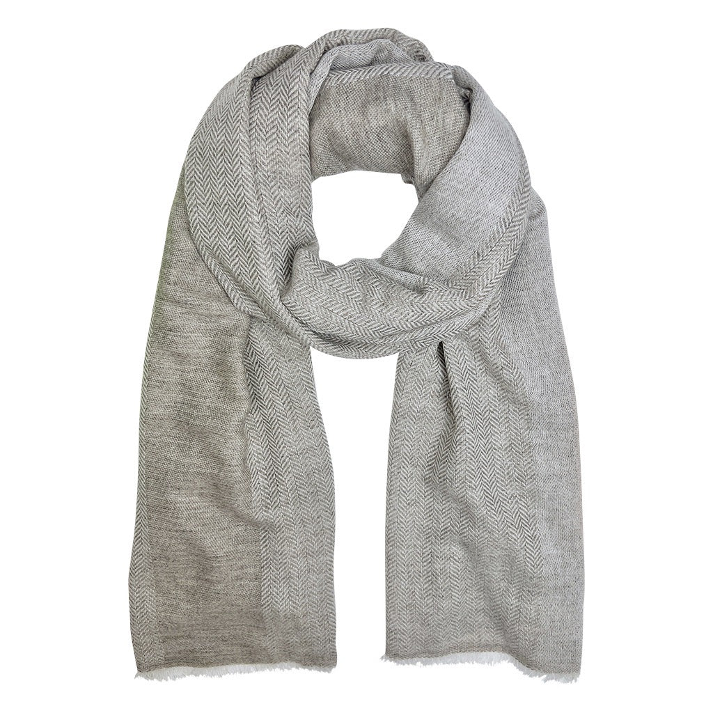 Melange Herringbone Wool Scarf-0