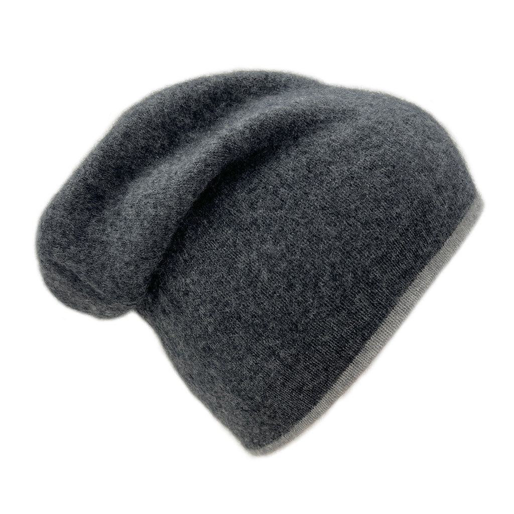 Charcoal + Ash Reversible Cashmere Beanie-0