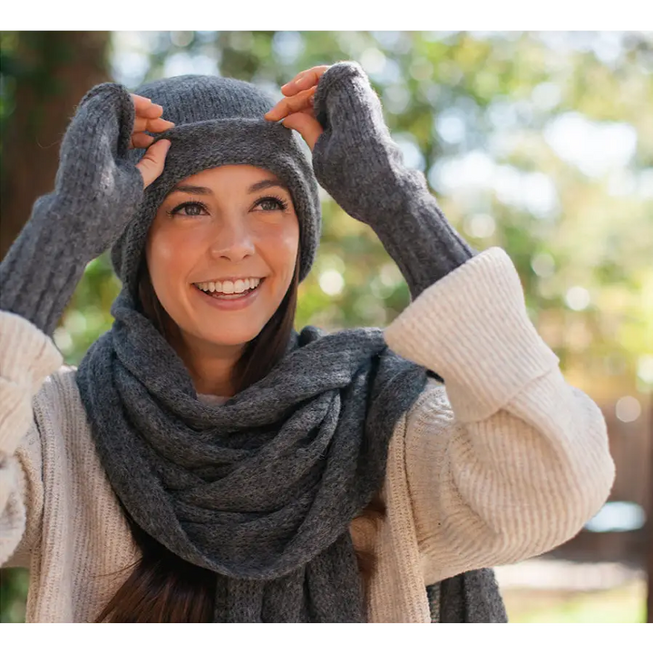 Charcoal Essential Knit Alpaca Gloves-2
