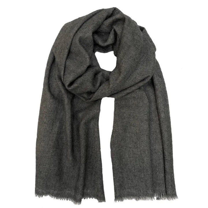 Charcoal Handloom  Cashmere Scarf-0