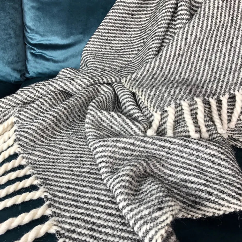 Chunky Black Stripe Alpaca Throw-1