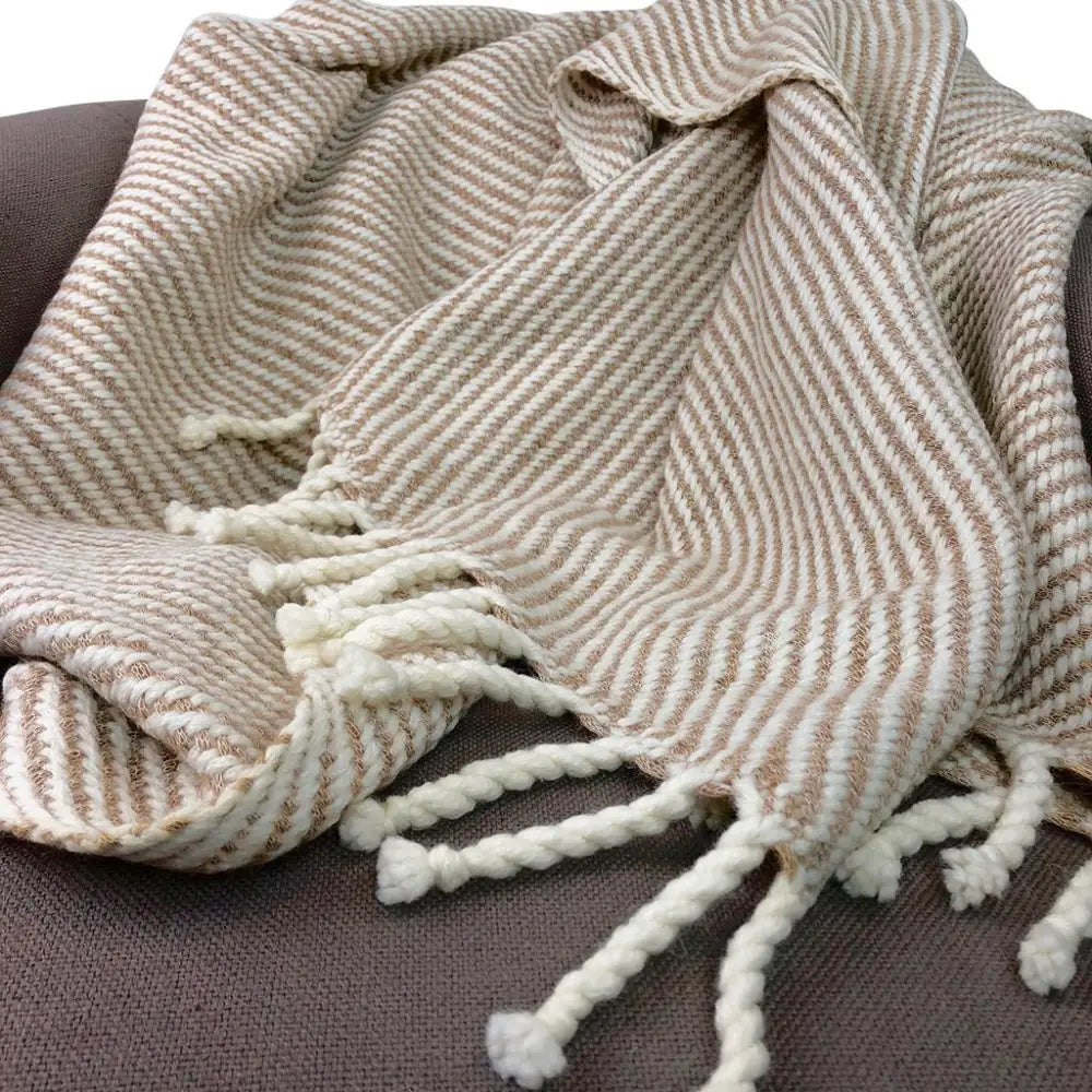 Chunky Camel Stripe Alpaca Throw - EcofiedHome