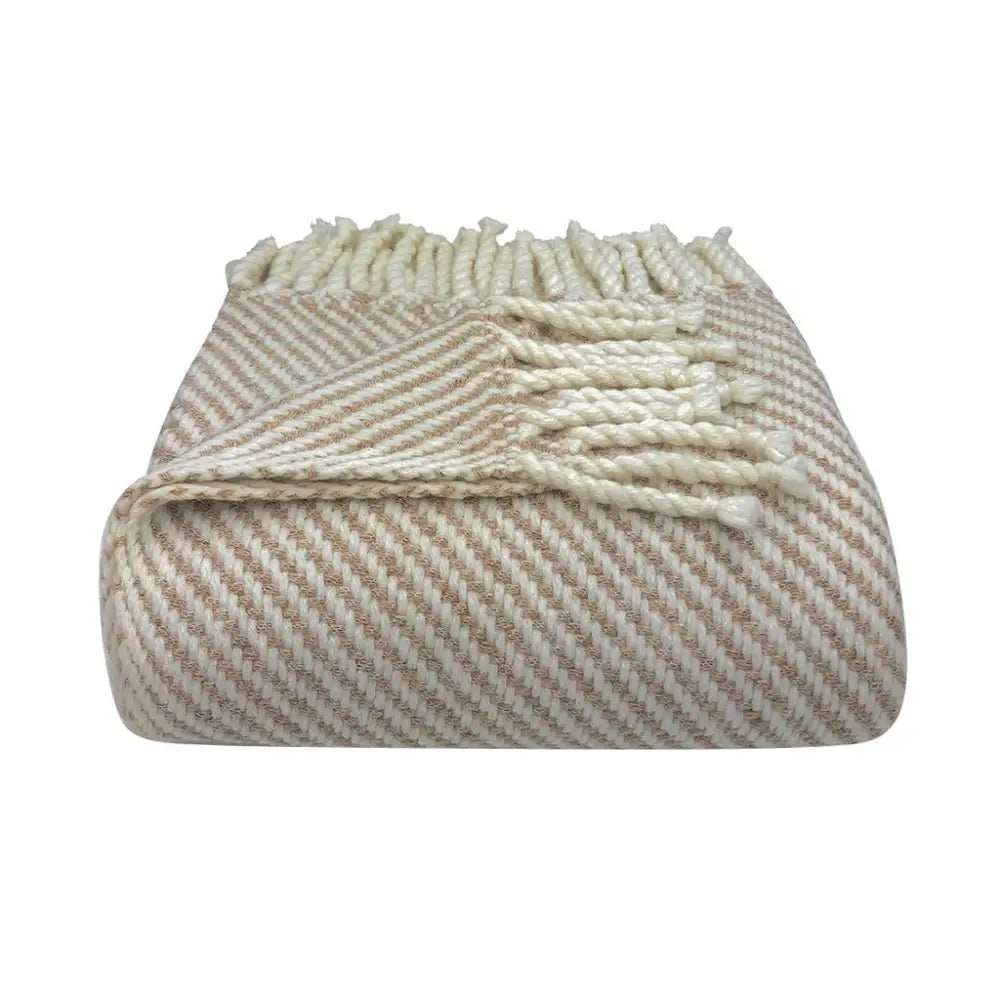 Chunky Camel Stripe Alpaca Throw - EcofiedHome