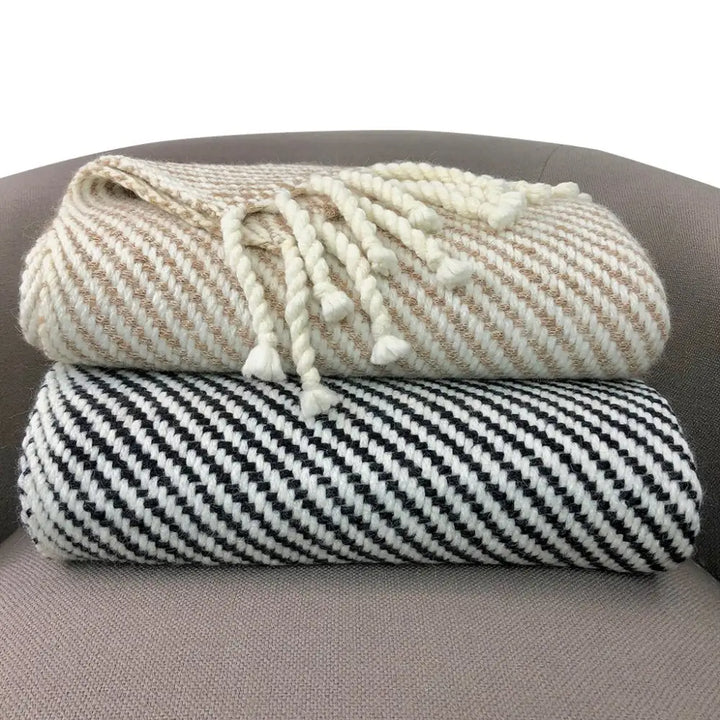 Chunky Camel Stripe Alpaca Throw - EcofiedHome