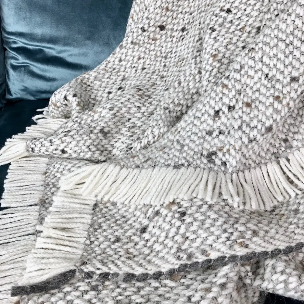 Chunky Gray Weave Alpaca Throw-1