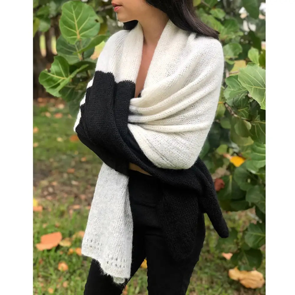 Color Block Alpaca Wrap Scarf - EcofiedHome