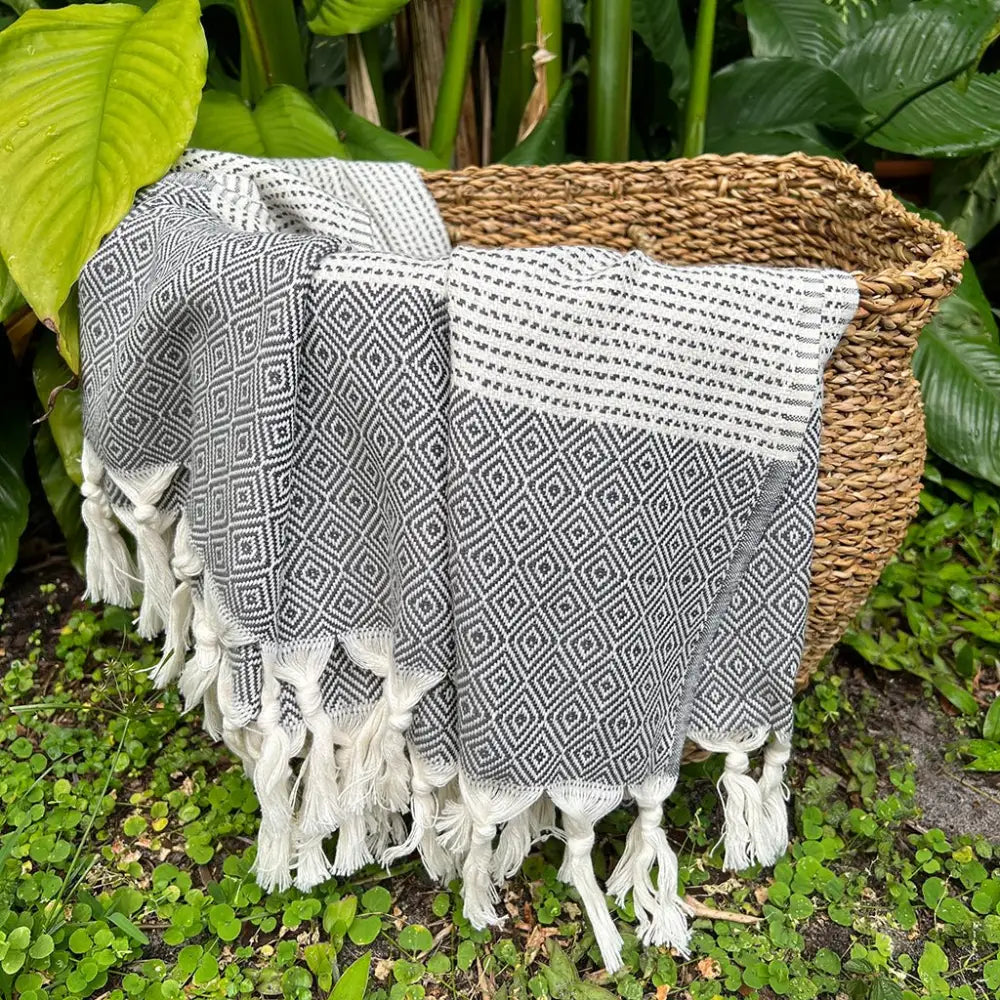 Diamond Stripe Turkish Cotton Throw Blanket - EcofiedHome