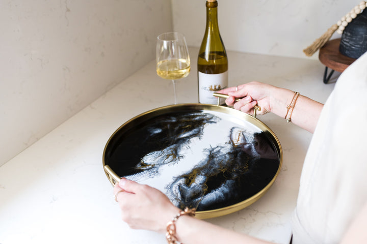 Back in stock! Resin Gold Round Tray-4