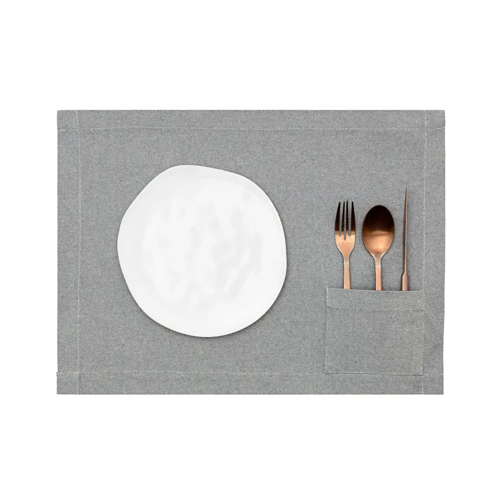 Placemats with Pocket, Set of 4 - Denim-4