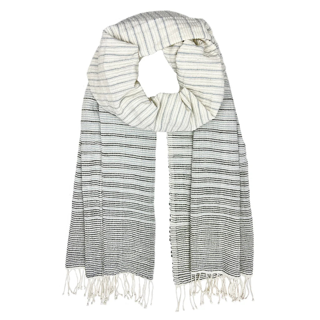 Ethiopian Handloom Wrap Scarf with Hand Knotted Fringe