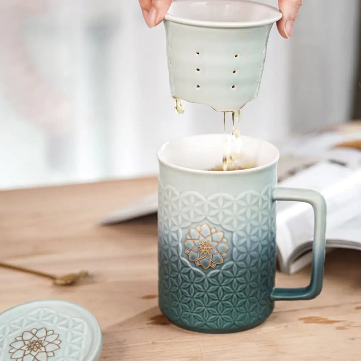 Flower of Life 3-in-1 Tea Mug with Infuser - EcofiedHome