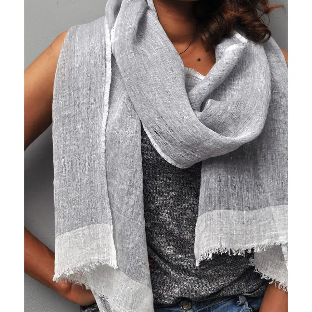 Gauze Linen Two Tone Scarf-7