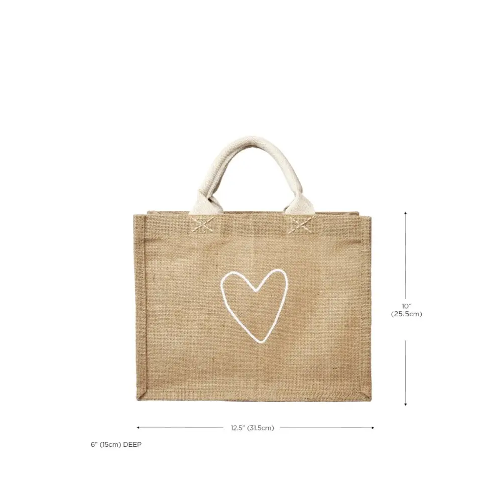 Reusable jute Gift Bag with cotton handles - Love - EcofiedHome