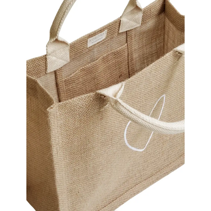 Reusable jute Gift Bag with cotton handles - Love - EcofiedHome